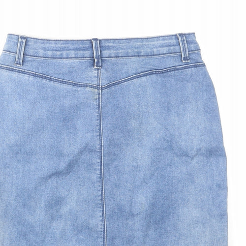 Missguided Womens Blue Cotton A-Line Skirt Size 10 Zip
