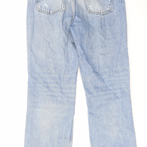 Zara Womens Blue Cotton Straight Jeans Size 8 L27 in Regular Button