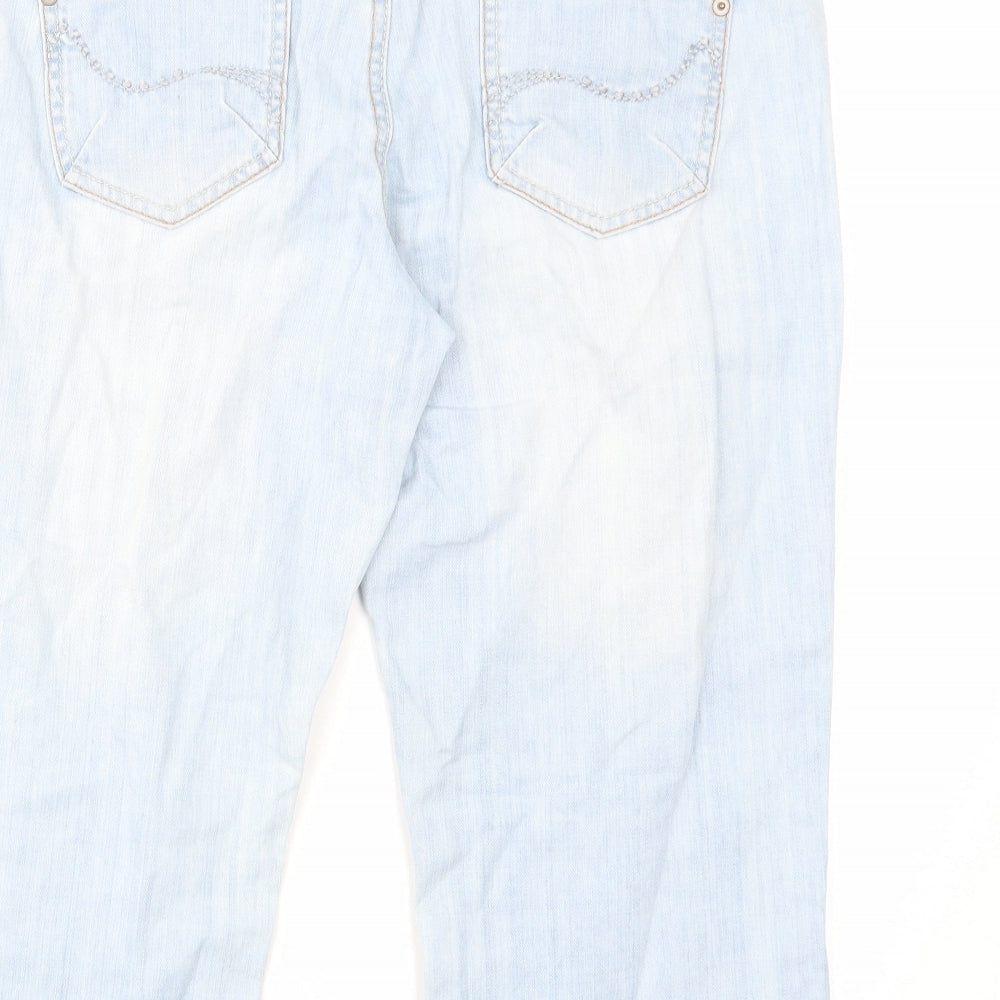 Dorothy Perkins Womens Blue Cotton Skimmer Shorts Size 12 L19 in Regular Zip