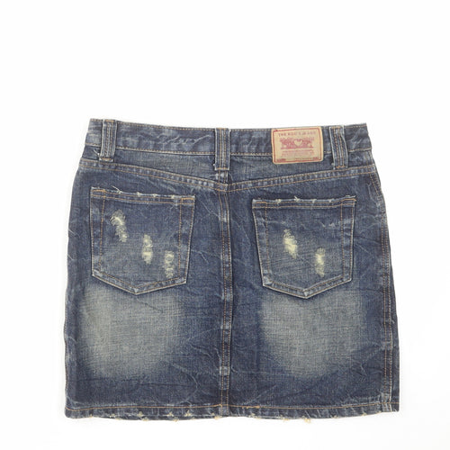 Boo's Jeans Womens Blue Cotton Mini Skirt Size M Zip - Distressed look