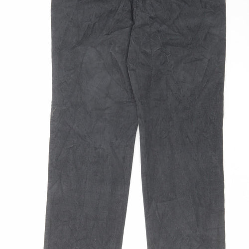Marks and Spencer Mens Grey Cotton Chino Trousers Size 30 in L33 in Regular Zip