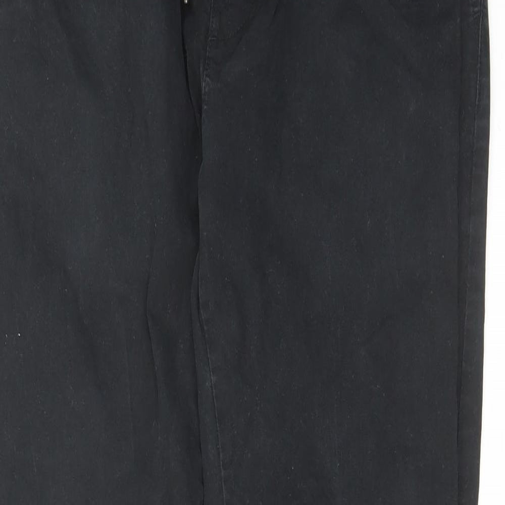 Marks and Spencer Mens Black Cotton Straight Jeans Size 32 in L31 in Regular Drawstring