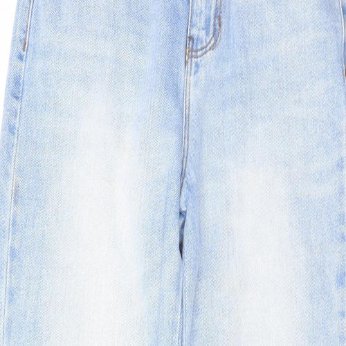Stradivarius Womens Blue Cotton Wide-Leg Jeans Size 4 L25 in Regular Zip
