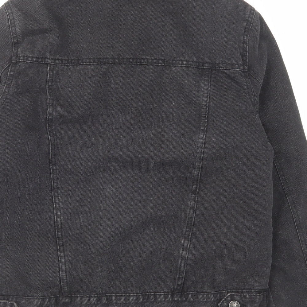 Denim & Co. Womens Black Jacket Size 8 Button