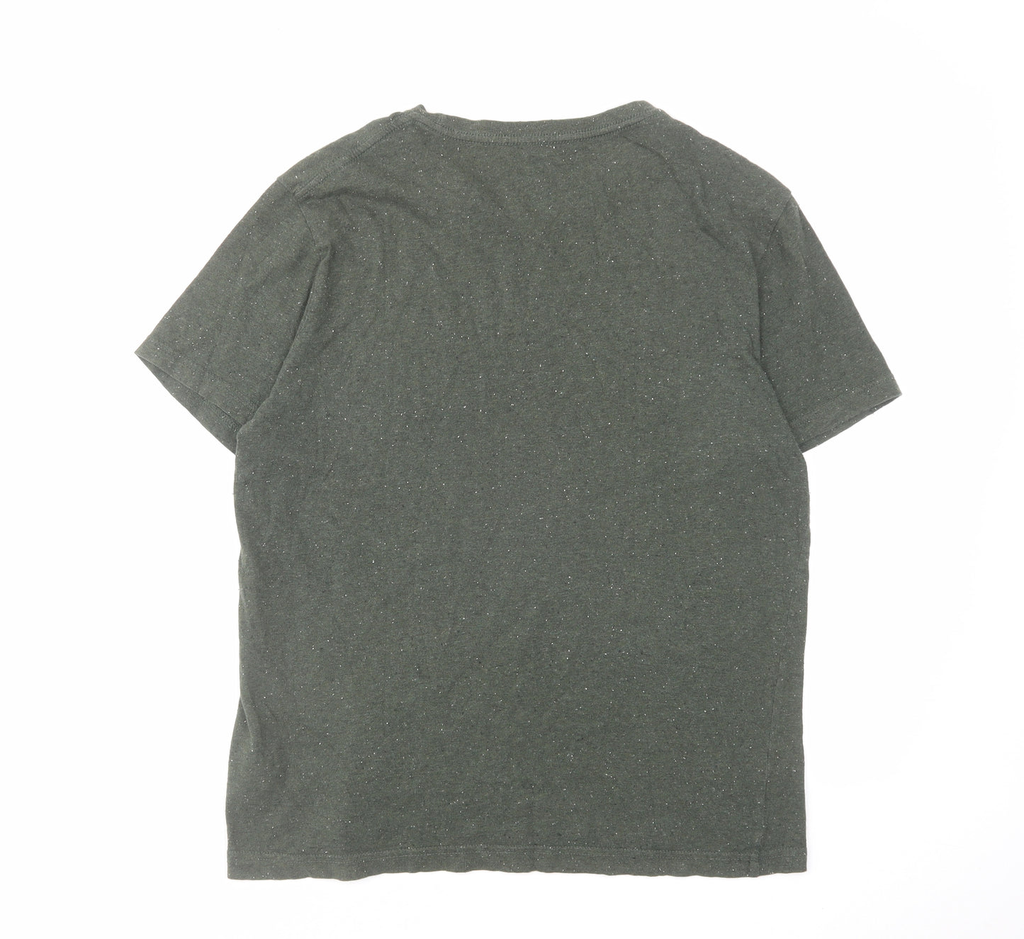 H&M Mens Green Cotton T-Shirt Size M Round Neck