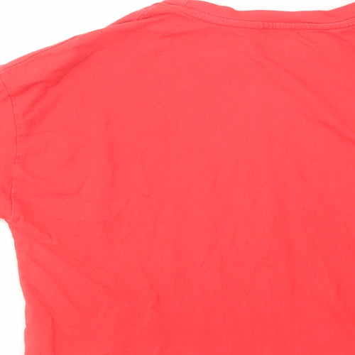 River Island Girls Red Cotton Basic T-Shirt Size 9-10 Years Round Neck Pullover - Couture