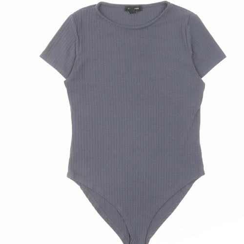 New Look Womens Grey Polyester Bodysuit One-Piece Size 12 Snap