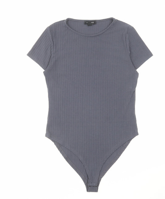 New Look Womens Grey Polyester Bodysuit One-Piece Size 12 Snap