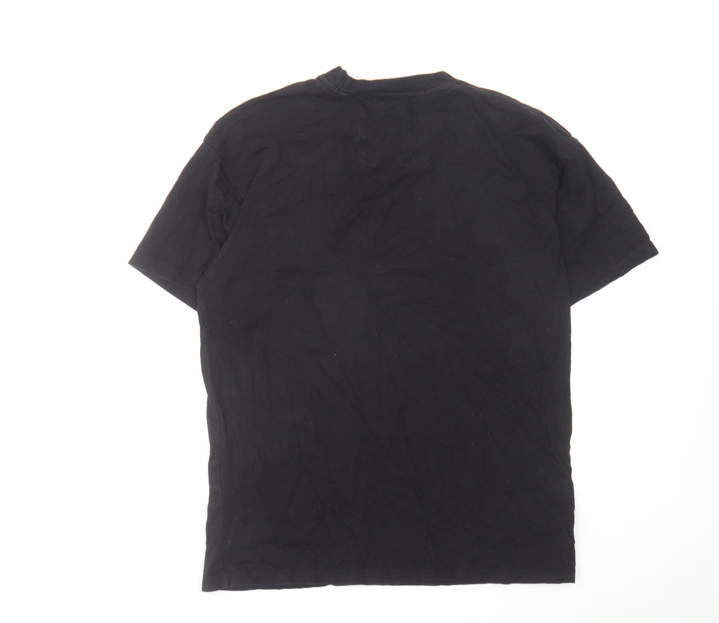 Pull&Bear Mens Black Cotton T-Shirt Size S Round Neck - Stranger Things