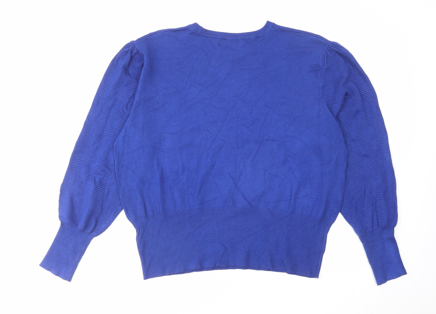 Marks and Spencer Womens Blue Round Neck Viscose Pullover Jumper Size XL