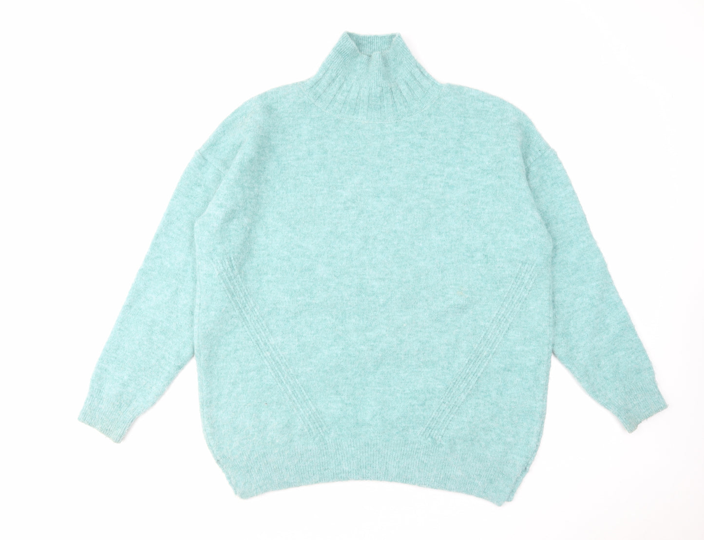 Topshop Womens Blue High Neck Acrylic Pullover Jumper Size S