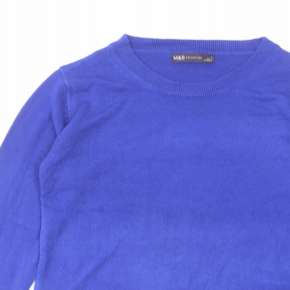 Marks and Spencer Womens Blue Round Neck Acrylic Pullover Jumper Size 6