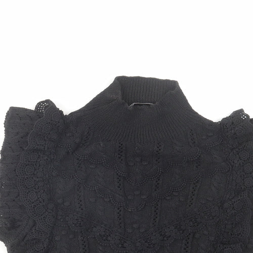Zara Womens Black High Neck Cotton Vest Jumper Size M