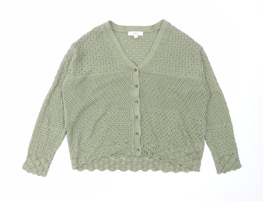 Marks and Spencer Womens Green V-Neck Acrylic Cardigan Jumper Size M