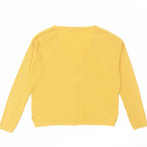 Marks and Spencer Womens Yellow V-Neck Acrylic Cardigan Jumper Size XS
