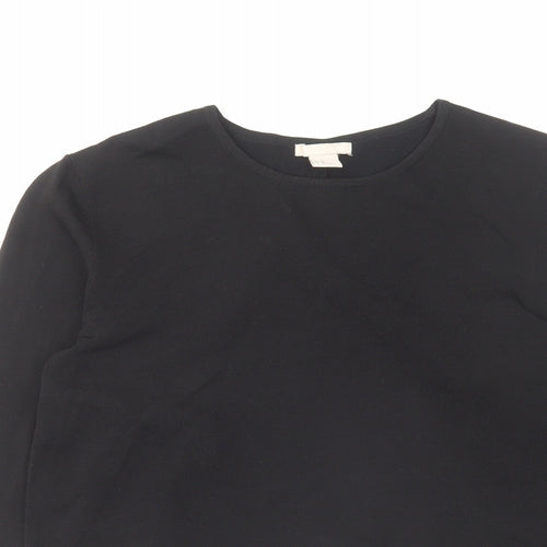 H&M Womens Black Round Neck Viscose Pullover Jumper Size 12 - Open Back Detail