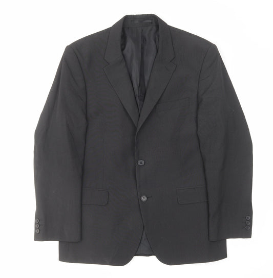 Thomas Nash Mens Black Striped Polyester Jacket Suit Jacket Size 40 Regular