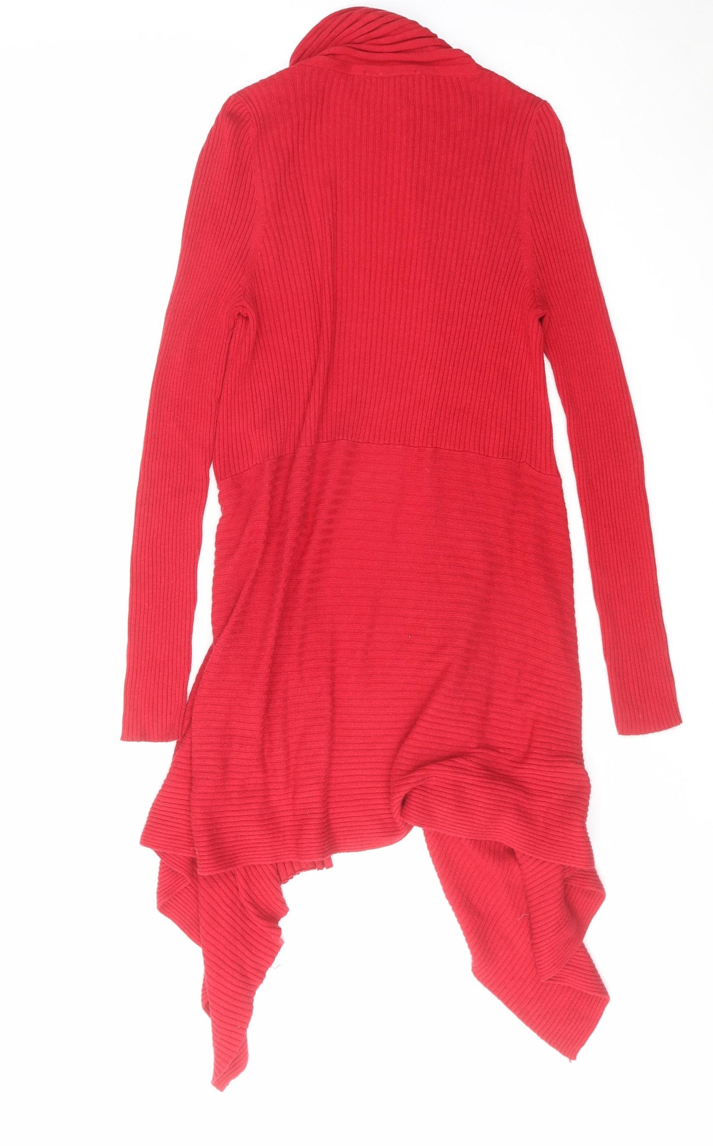 Marks and Spencer Womens Red V-Neck Polyamide Cardigan Jumper Size 12