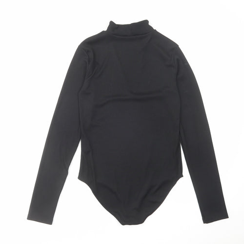 Zara Womens Black Polyester Bodysuit One-Piece Size M Snap