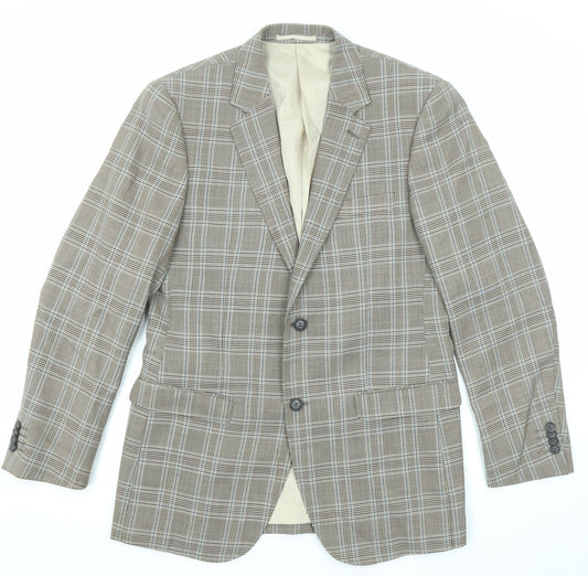 The Savile Row Mens Multicoloured Plaid Wool Jacket Blazer Size 38 Regular
