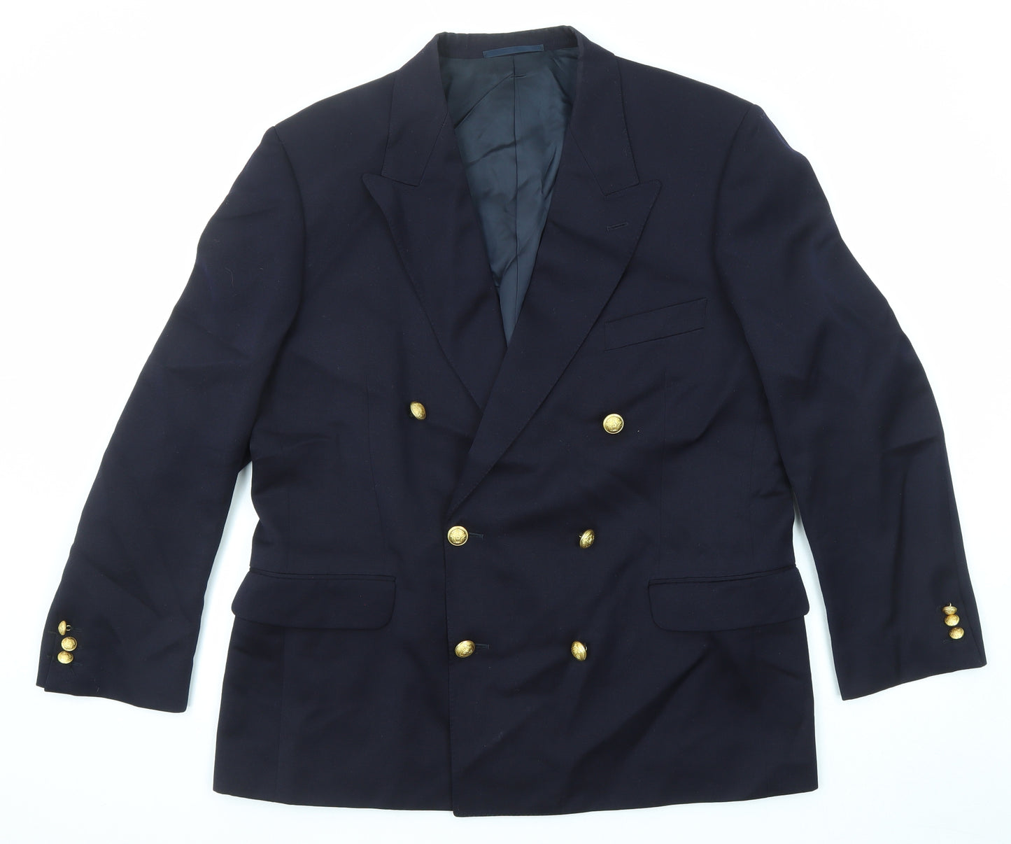 St Michael Mens Blue Wool Jacket Blazer Size 42 Regular