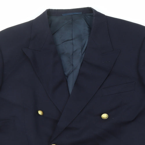 St Michael Mens Blue Wool Jacket Blazer Size 42 Regular