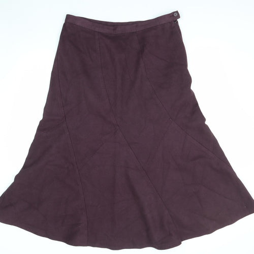 Marks and Spencer Womens Purple Polyester Swing Skirt Size 18 Zip
