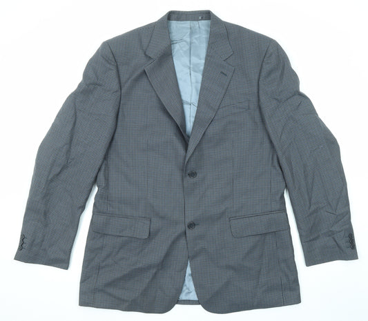 Wellington Mens Grey Geometric Polyester Jacket Suit Jacket Size 42 Regular