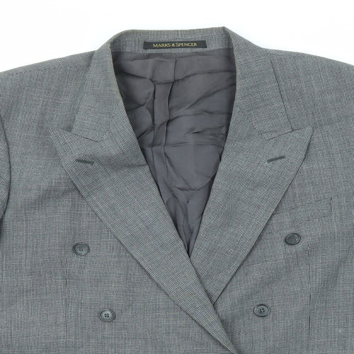Marks and Spencer Mens Grey Geometric Polyester Jacket Suit Jacket Size 46 Regular