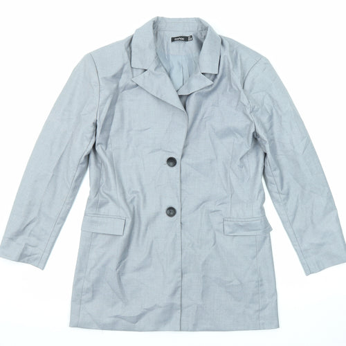 Boohoo Womens Grey Jacket Blazer Size 10 Button