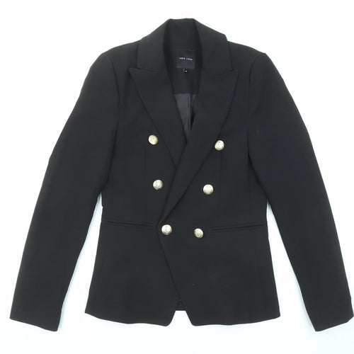 New Look Womens Black Jacket Blazer Size 6 Button