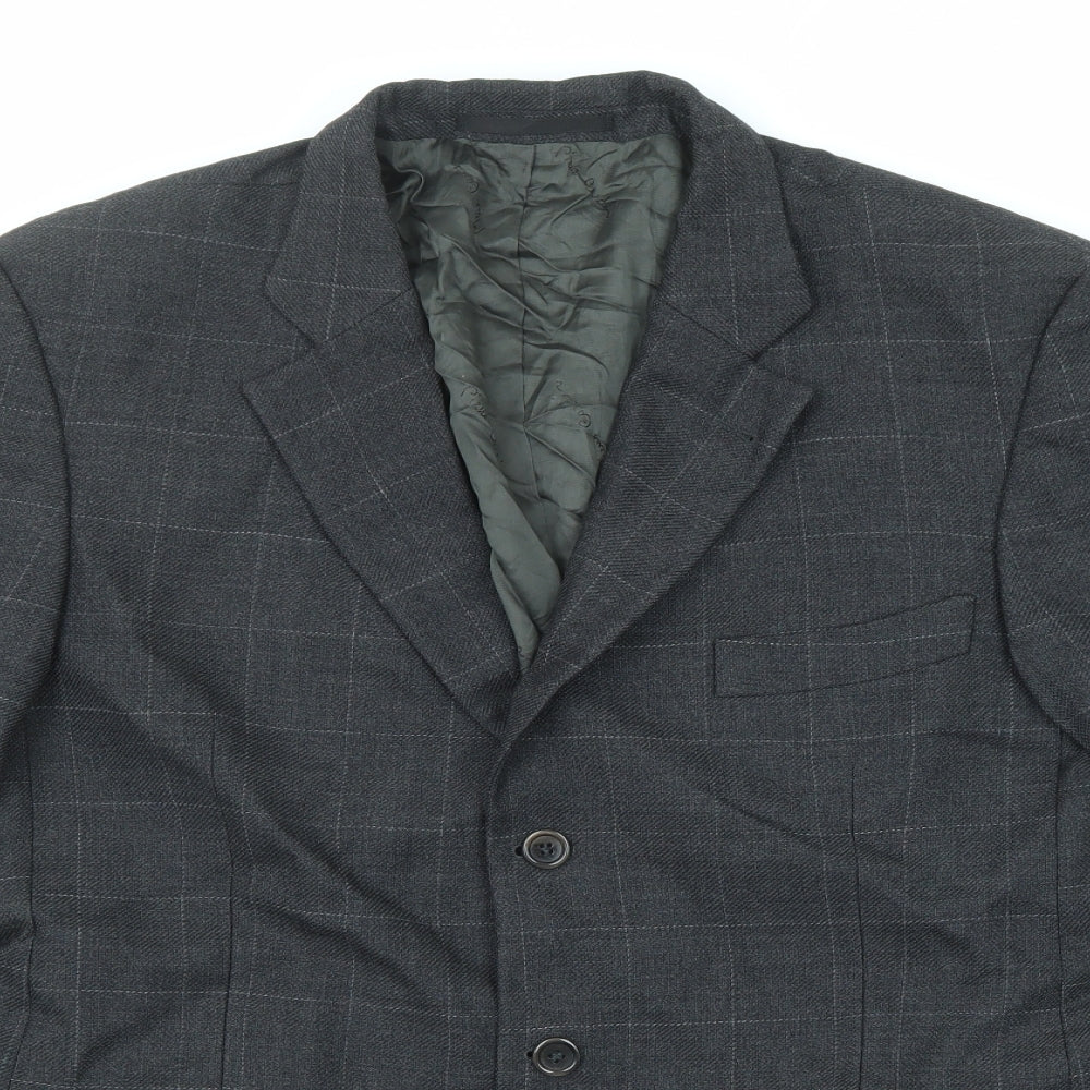 Pierre Cardin Mens Grey Check Wool Jacket Suit Jacket Size 42 Regular