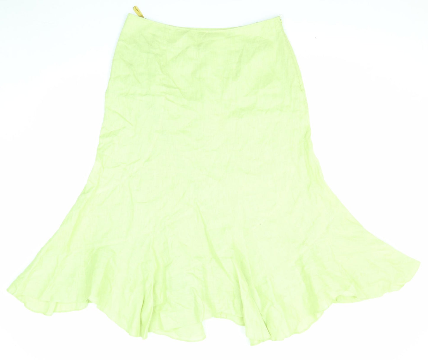 Erfo Womens Green Linen Swing Skirt Size 14 Zip