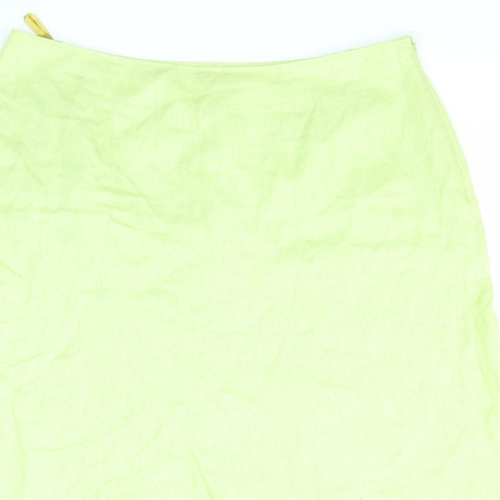 Erfo Womens Green Linen Swing Skirt Size 14 Zip