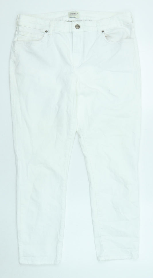 White Stuff Womens White Cotton Skinny Jeans Size 14 L26 in Regular Zip