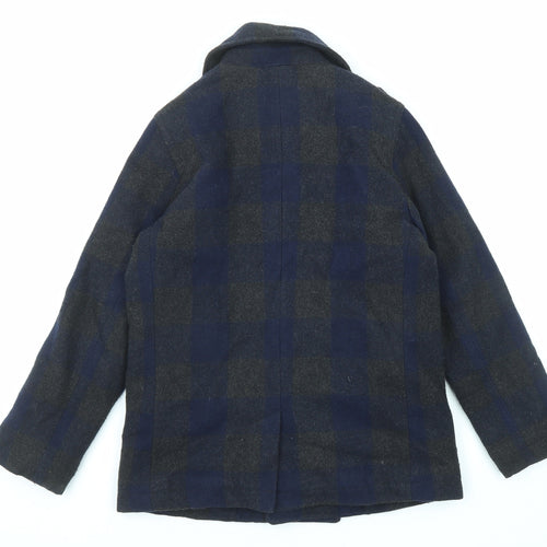 Autograph Girls Blue Check Jacket Coat Size 9-10 Years Button