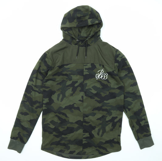 Been inspired Mens Green Camouflage Polyester Pullover Hoodie Size L