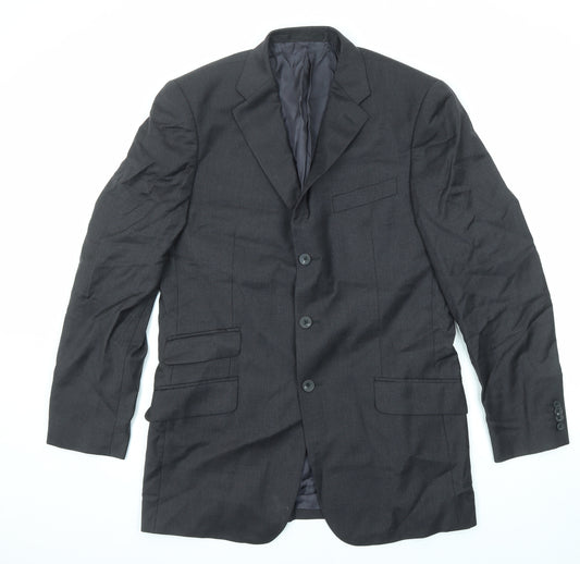 T.M.Lewin Mens Black Wool Jacket Suit Jacket Size 40 Regular
