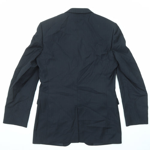 Burton Mens Blue Striped Polyester Jacket Suit Jacket Size 38 Regular