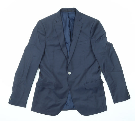 T.M.Lewin Mens Blue Wool Jacket Suit Jacket Size 40 Regular