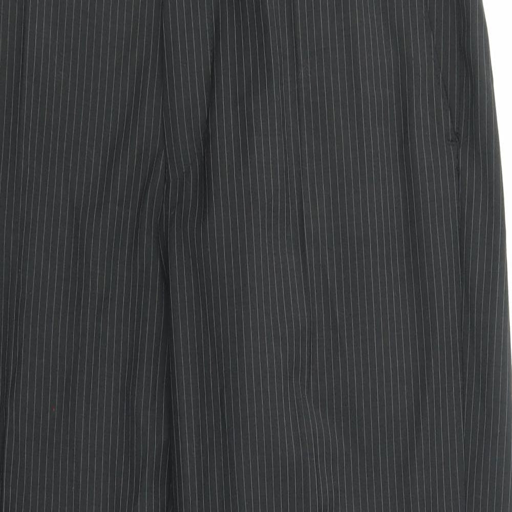 Marks and Spencer Mens Brown Striped Polyester Dress Pants Trousers Size 30 in L31 in Regular Zip