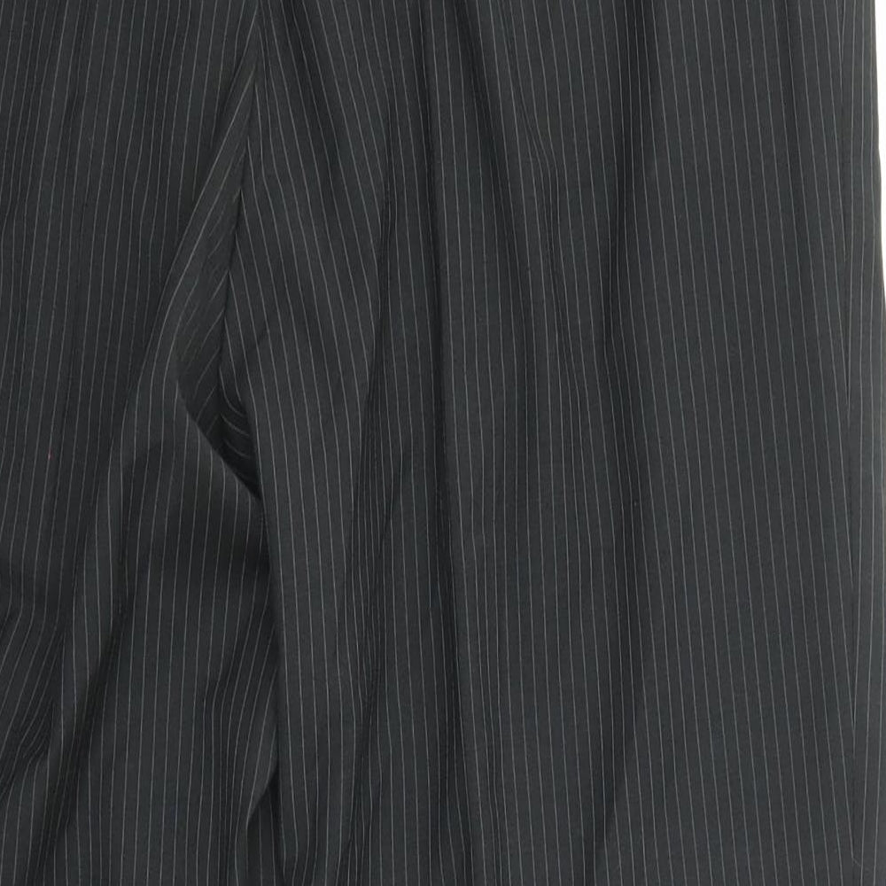 Marks and Spencer Mens Brown Striped Polyester Dress Pants Trousers Size 30 in L31 in Regular Zip