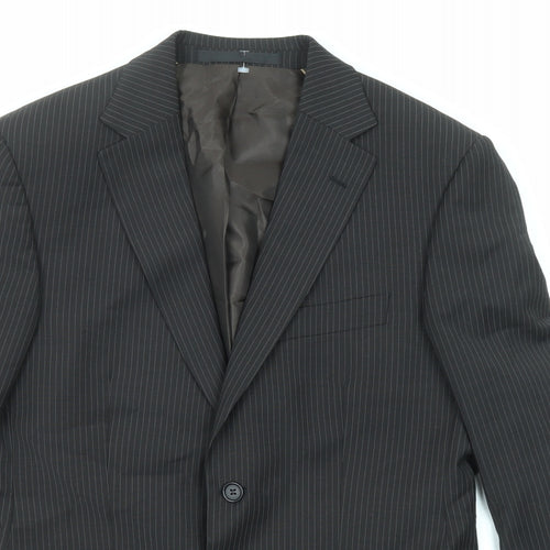 Marks and Spencer Mens Brown Striped Polyester Jacket Suit Jacket Size 38 Regular