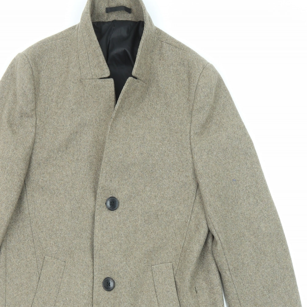 H&M Womens Beige Overcoat Coat Size 16 Button