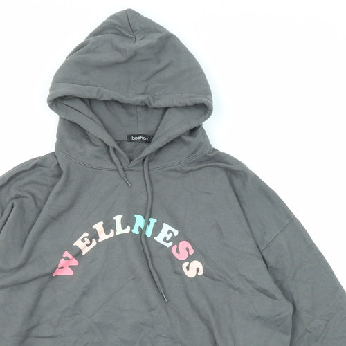 Boohoo Womens Grey Cotton Pullover Hoodie Size M Pullover - Wellness