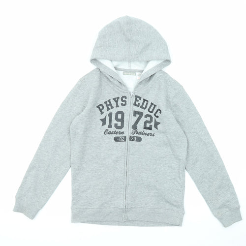 La Redoute Boys Grey Cotton Full Zip Hoodie Size 12 Years Pullover
