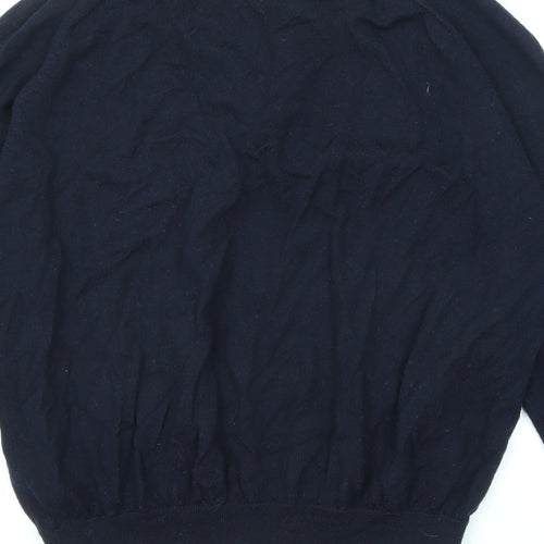 Marks and Spencer Mens Blue High Neck Wool Pullover Jumper Size XL Long Sleeve