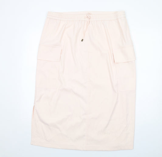 Marks and Spencer Womens Pink Polyester Cargo Skirt Size 18 Drawstring