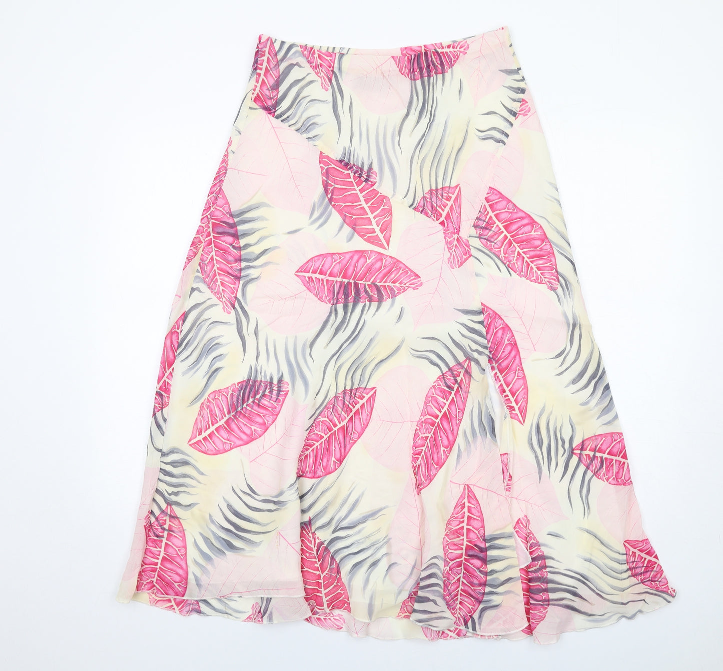 Femme Womens Multicoloured Geometric Viscose Swing Skirt Size 14 - Leaf pattern