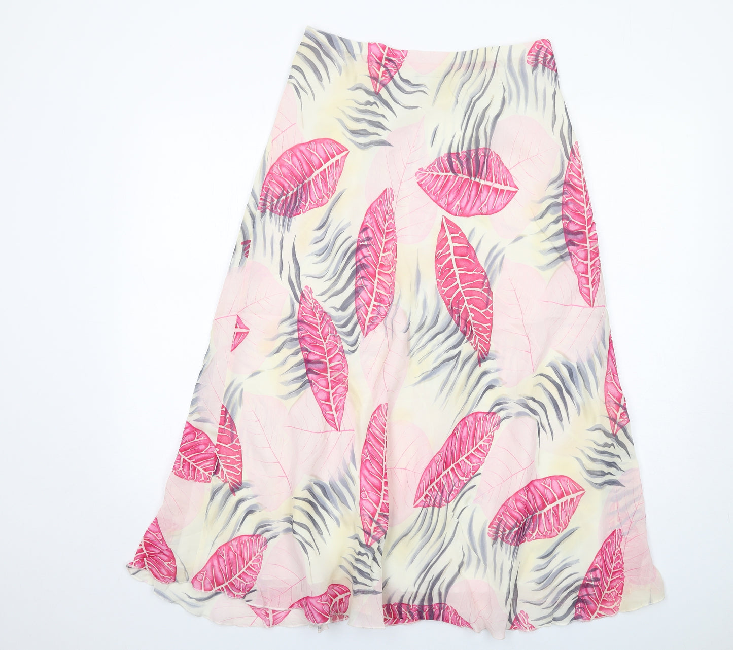 Femme Womens Multicoloured Geometric Viscose Swing Skirt Size 14 - Leaf pattern